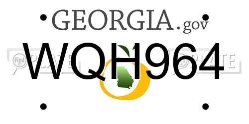 WQH964 Georgia License Plate
