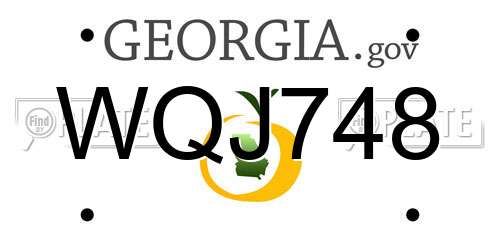 WQJ748 Georgia License Plate