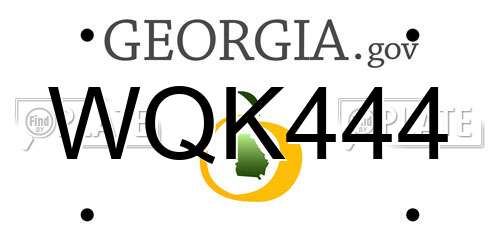 WQK444 Georgia License Plate