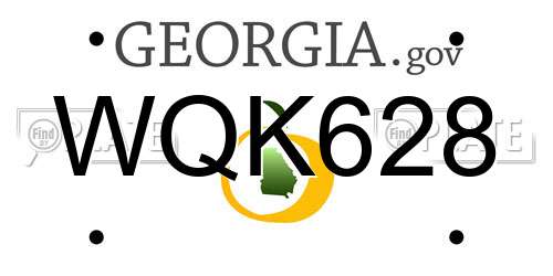 WQK628 Georgia License Plate