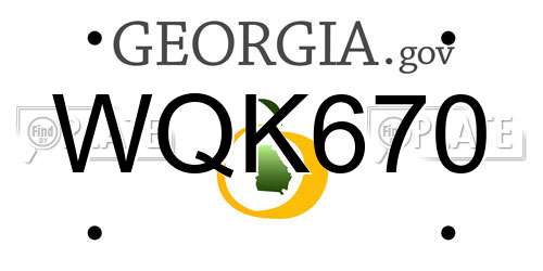 WQK670 Georgia License Plate