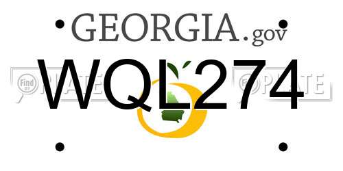 WQL274 Georgia License Plate