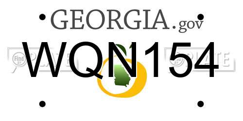 WQN154 Georgia License Plate