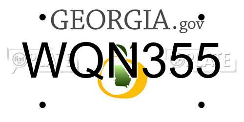 WQN355 Georgia License Plate