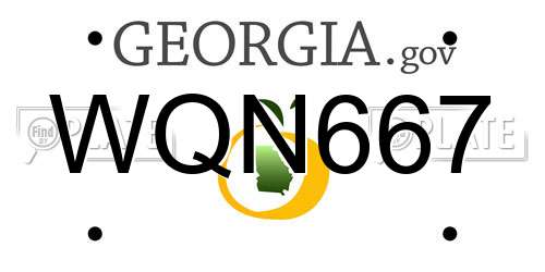 WQN667 Georgia License Plate