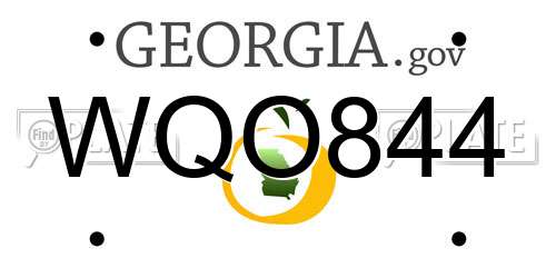 WQO844 Georgia License Plate