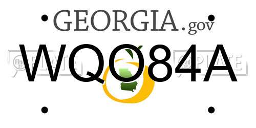 WQO84A Georgia License Plate
