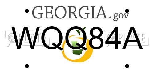 WQQ84A Georgia License Plate