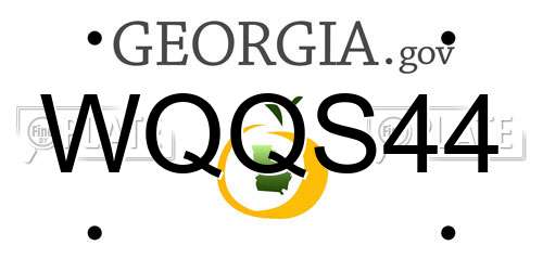 WQQS44 Georgia License Plate