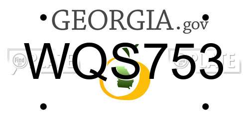 WQS753 Georgia License Plate