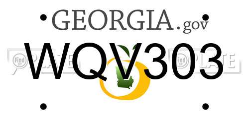 WQV303 Georgia License Plate