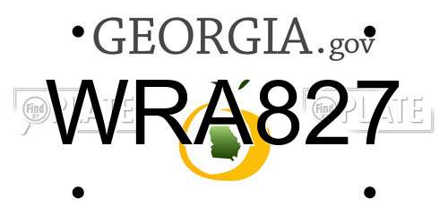 WRA827 Georgia License Plate