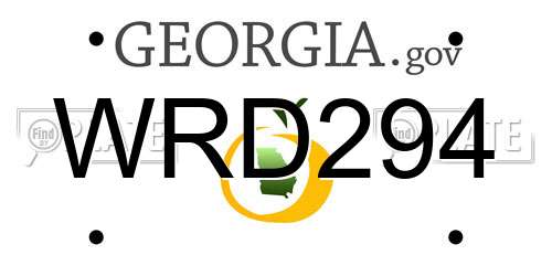 WRD294 Georgia License Plate