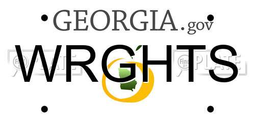 WRGHTS Georgia License Plate