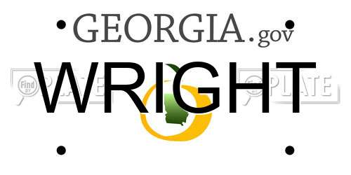 WRIGHT Georgia License Plate