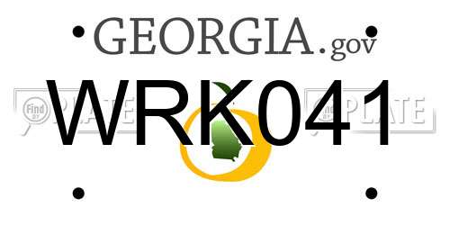 WRK041 Georgia License Plate