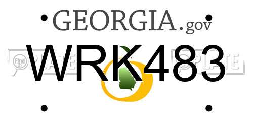 WRK483 Georgia License Plate