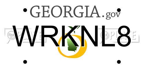 WRKNL8 Georgia License Plate
