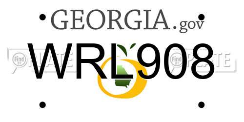 WRL908 Georgia License Plate