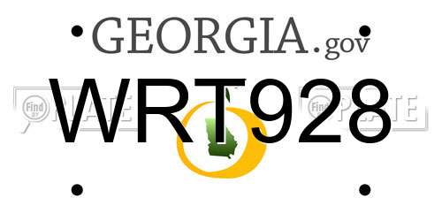 WRT928 Georgia License Plate