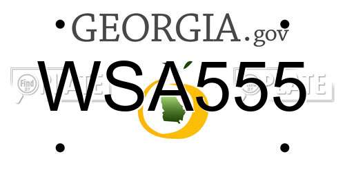WSA555 Georgia License Plate