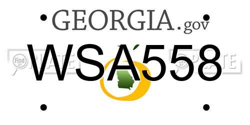 WSA558 Georgia License Plate