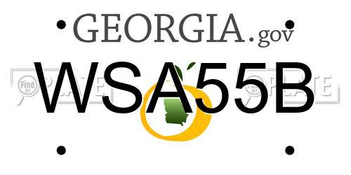 WSA55B Georgia License Plate