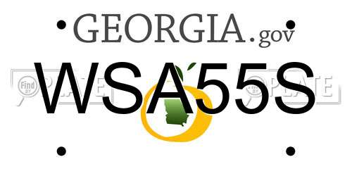 WSA55S Georgia License Plate