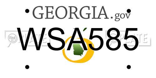 WSA585 Georgia License Plate