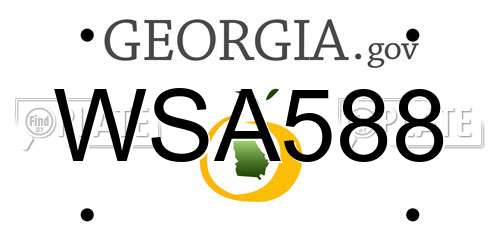WSA588 Georgia License Plate