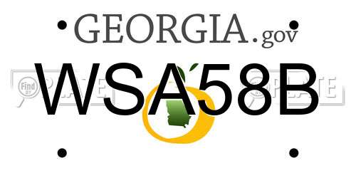 WSA58B Georgia License Plate
