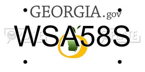 WSA58S Georgia License Plate