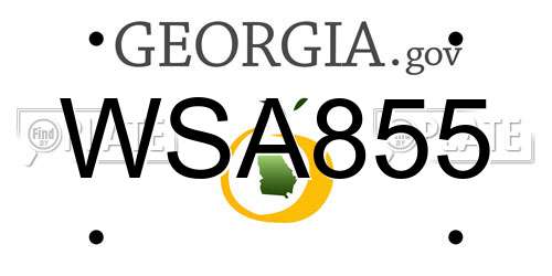 WSA855 Georgia License Plate