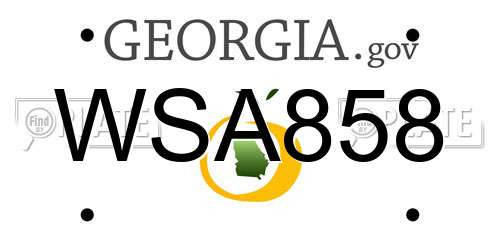 WSA858 Georgia License Plate