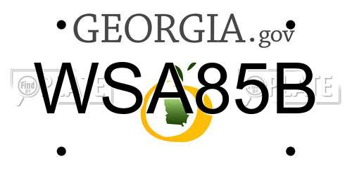WSA85B Georgia License Plate