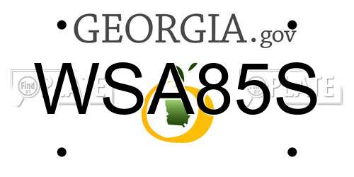 WSA85S Georgia License Plate