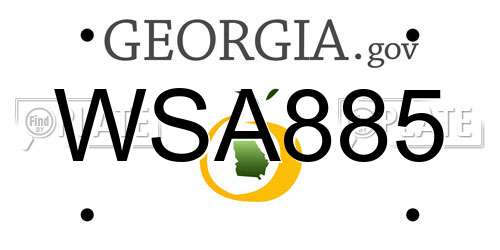WSA885 Georgia License Plate