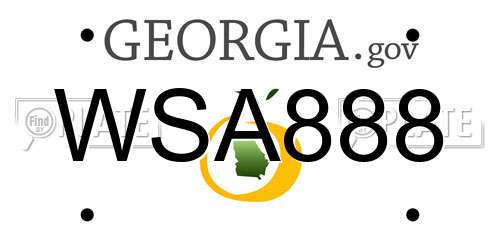 WSA888 Georgia License Plate