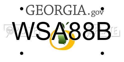 WSA88B Georgia License Plate