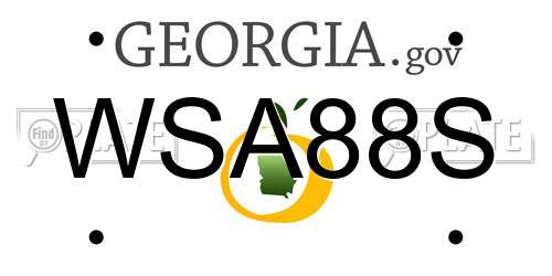 WSA88S Georgia License Plate