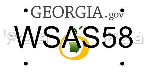 WSAS58 Georgia License Plate