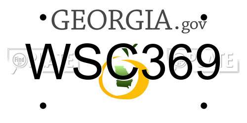 WSC369 Georgia License Plate