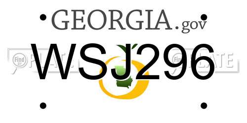 WSJ296 Georgia License Plate
