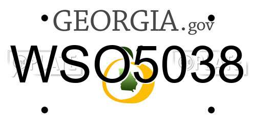 WSO5038 Georgia License Plate