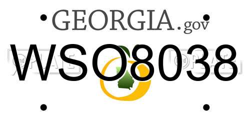 WSO8038 Georgia License Plate