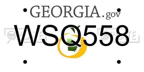 WSQ558 Georgia License Plate