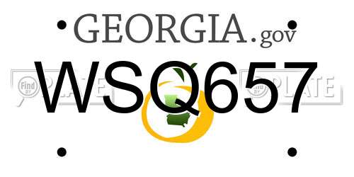 WSQ657 Georgia License Plate