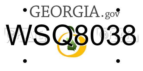 WSQ8038 Georgia License Plate