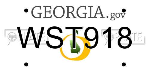 WST918 Georgia License Plate