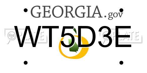 WT5D3E Georgia License Plate